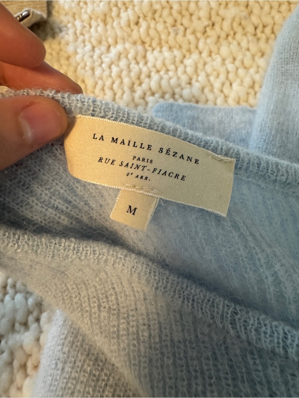 Sezane gaspard light blue cardigan sweater in mohair and alpaca size medium - Picture 5 of 6